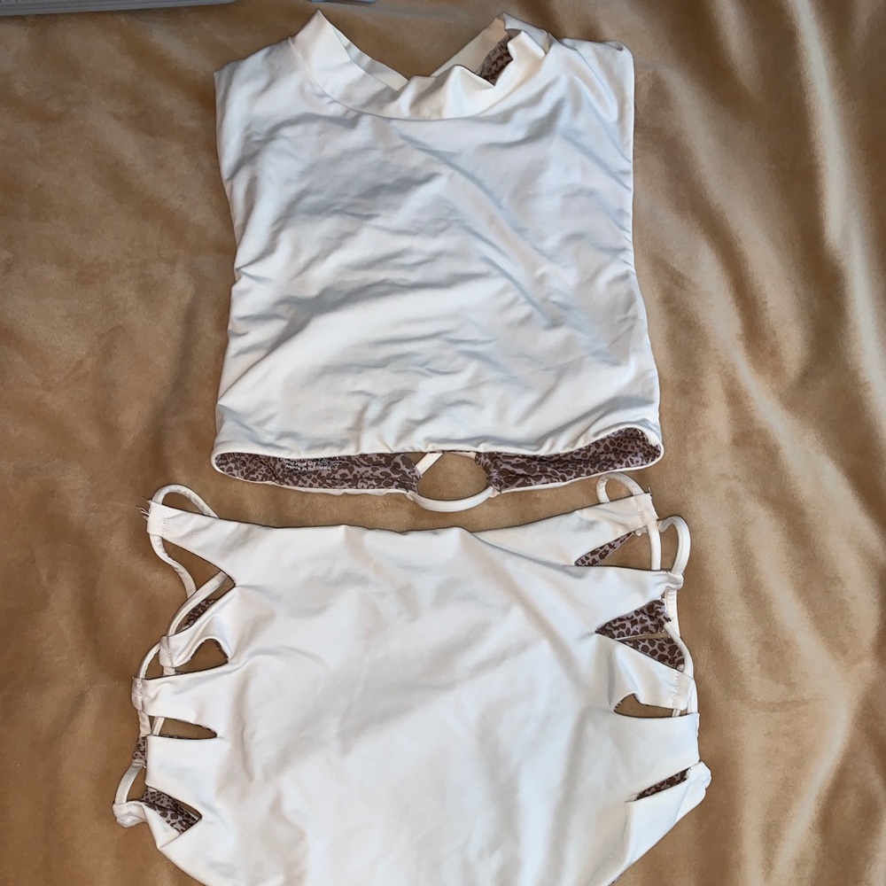brand new white acacia swimwear set